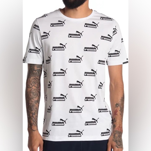 Puma Other - 🆕 Puma Amplified All Over Logo Crew Neck T-Shirt Black & white